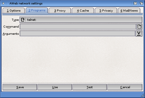 Network Settings: Programs Tab